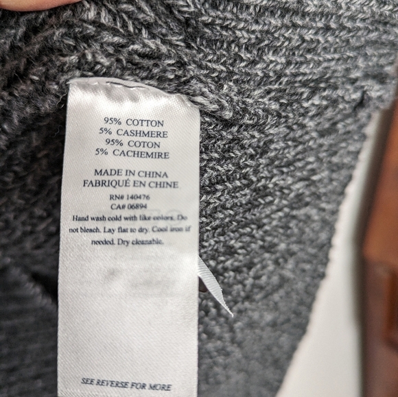 FAHERTY Deep Charcoal Marled Cotton Cashmere Blend Shawl Cardigan NEW Size L - Picture 7 of 8